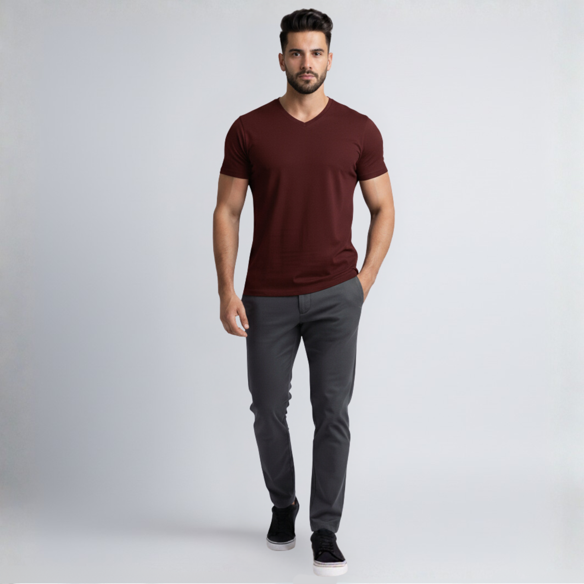 Tech V-Neck T-Shirt – Carmenere