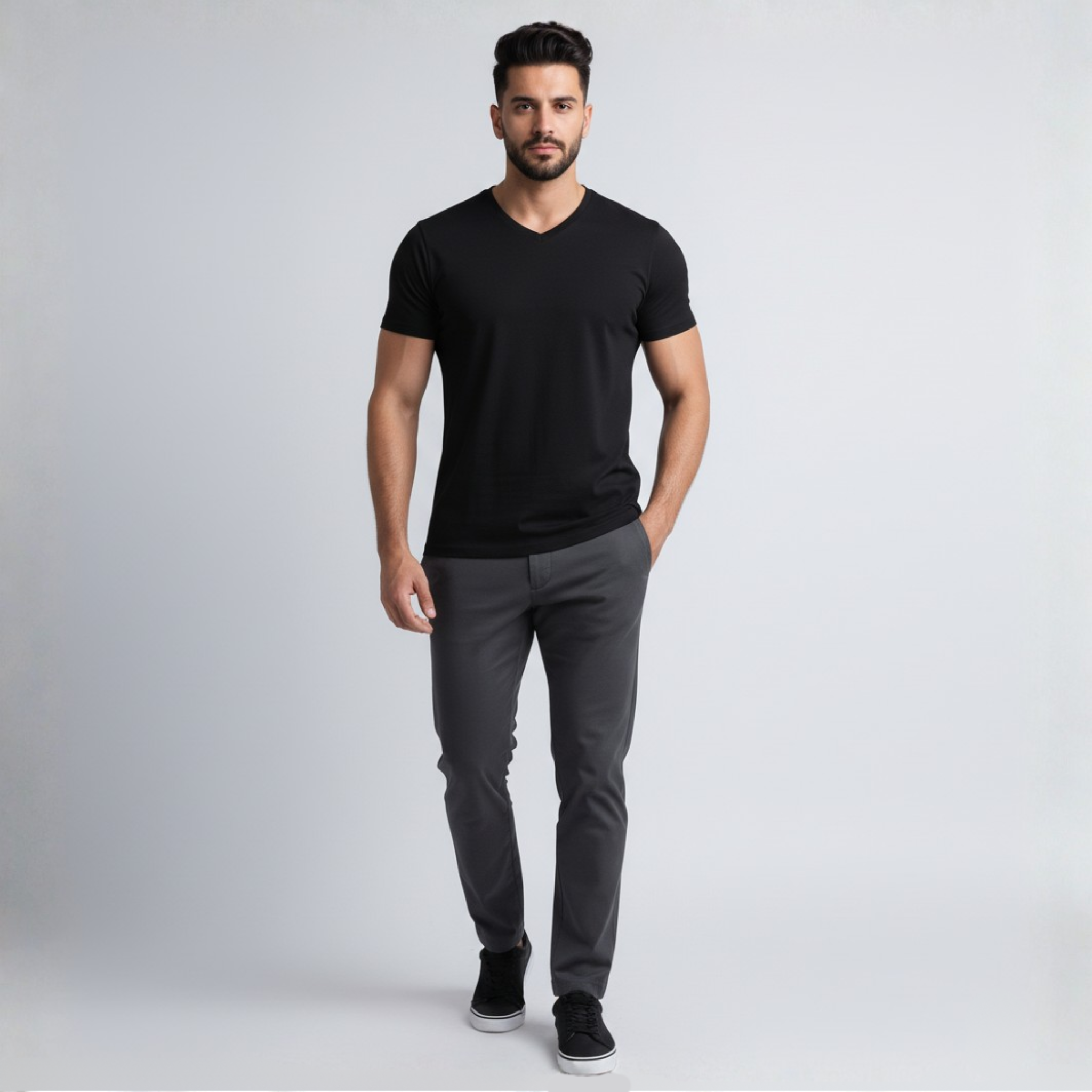 Tech V-Neck T-Shirt – Black